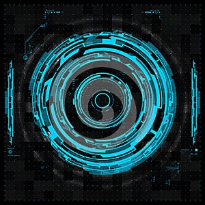 Futuristic vector hud interface screen design with round target.
