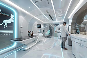 Futuristic Veterinary Clinic with Advanced Technology