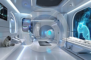 Futuristic Veterinary Clinic with Advanced Technology