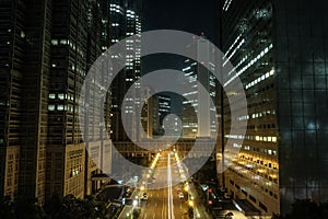 Futuristic view of Tokyo Metropolitan Government Building in Shinjuku Tokyo, Japan