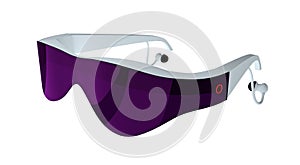 Futuristic virtual augmented reality glasses on white