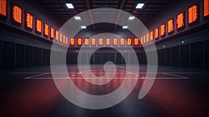 Futuristic Virtual Game Zone with Flashing Lights and Energy Atmosphere photo