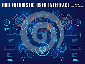 Futuristic virtual graphic touch user interface, target Sci-Fi Helmet HUD. Future Technology Display Design