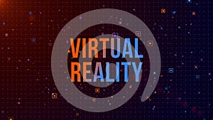 Futuristic Virtual Reality Digital Background with Glowing Grid