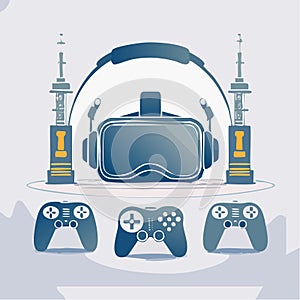 Futuristic Virtual Reality Gaming Equipment Set