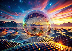 Futuristic Virtual Reality Landscape A 3D Visualization of Data Analysis and Network Connectivity