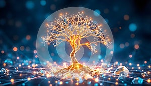 A Futuristic Visualization of AI and Data Networks