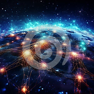 Futuristic visualization of a Data Currency Exchange Network