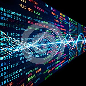Dynamic Digital Data Stream with Binary Code and Programming Syntax