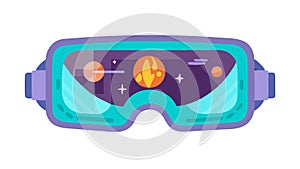 Futuristic VR headset with space view, immersive technology vector design Generative AI