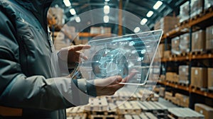 The futuristic warehouse technology. AI generated