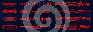 Futuristic warning signs in HUD style