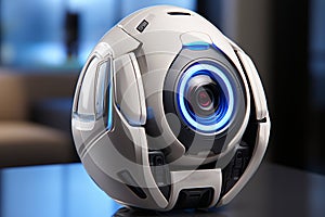 Futuristic watcher, Robotic man security camera ensures automated surveillance