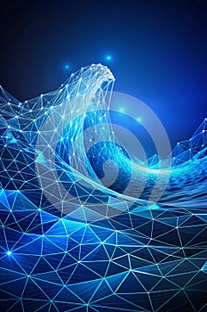 Abstract wave shape on a low-polygonal triangular background