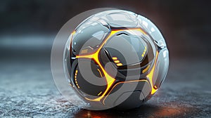 Futuristic White Mechanical Soccer Ball with Neon Glow Details