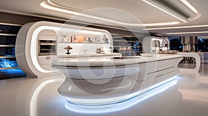 futuristic white modern kitchen