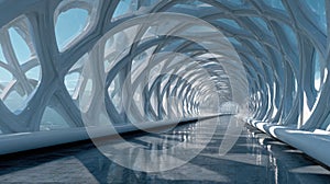futuristic white tunnel architecture design