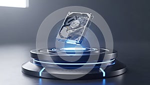 Futuristic Wireless Charging Station with Hovering Smartphone