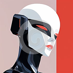 Futuristic Woman With Exaggerated Face: Pop Art Inspired Painting