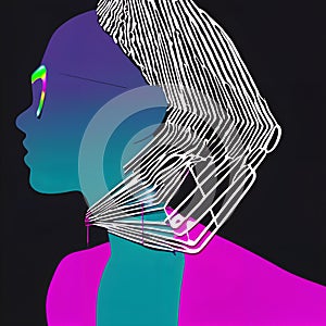 Futuristic Woman Profile with Neural Pattern Overlay