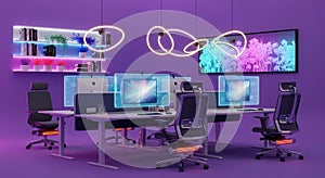 Futuristic Workspace with Digital Flair