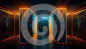 Futuristic workstations, artificizl intelligence, illustration ai generative photo