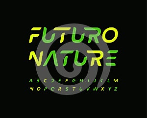 Futuro alphabet letter font. Modern technology logo typography. Minimal futurism vector typographic design. Future type photo