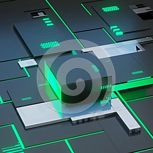 Futurstic Technology Cubes 3d render