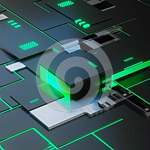 Futurstic Technology Cubes 3d render