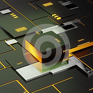 Futurstic Technology Cubes 3d render