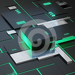 Futurstic Technology Cubes 3d render