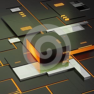 Futurstic Technology Cubes 3d render