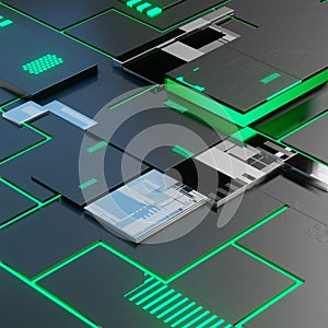 Futurstic Technology Cubes 3d render