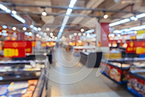 The fuzzy background inside the supermarket