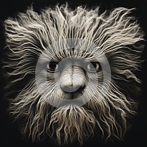 Fuzzy Creature With Photocopy Lines - Hyper-detailed Portrait