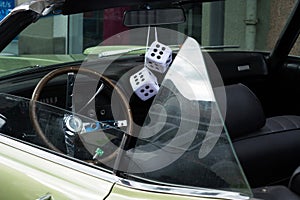 Fuzzy Dice on the rearview mirror