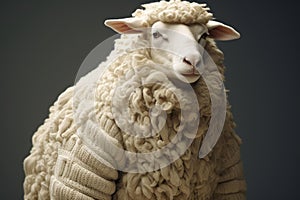 Fuzzy Sheep covered knitwear. Generate Ai