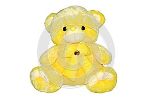 Fuzzy yellow teddy bear isolated