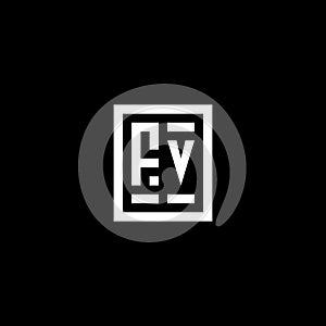 FV initial logo with square rectangular shape style