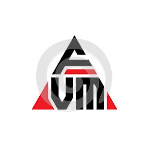 FVM triangle letter logo design with triangle shape. FVM triangle logo design monogram. FVM triangle vector logo template with red