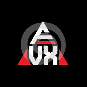 FVX triangle letter logo design with triangle shape. FVX triangle logo design monogram. FVX triangle vector logo template with red