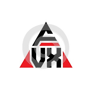 FVX triangle letter logo design with triangle shape. FVX triangle logo design monogram. FVX triangle vector logo template with red