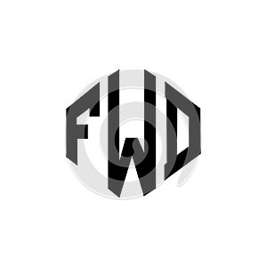 FWD letter logo design with polygon shape. FWD polygon and cube shape logo design.