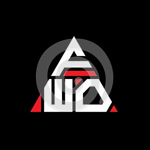 FWO triangle letter logo design with triangle shape. FWO triangle logo design monogram. FWO triangle vector logo template with red