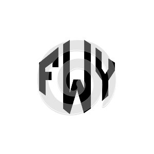 FWY letter logo design with polygon shape. FWY polygon and cube shape logo design.