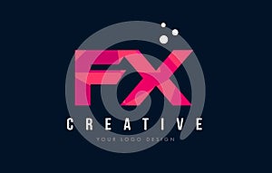 FX F X Letter Logo with Purple Low Poly Pink Triangles Concept