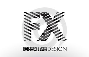 FX F X Lines Letter Design with Creative Elegant Zebra