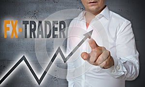 Fx trader touchscreen is operated by man