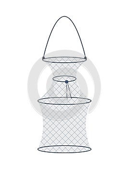 Fyke Hoop Net Fishing Trap Vector Illustration