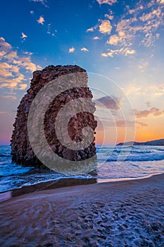 Fyriplaka beach on sunset, Milos island, Cyclades, Greece photo